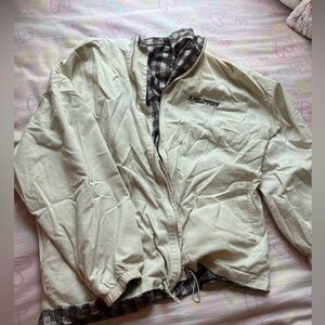 Reversible Plaid Zip Jacket - Size Large